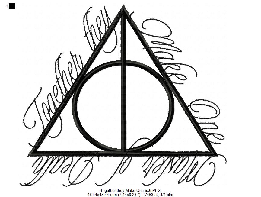 Together They Make One Deathly Hallows - Fill Stitch - Machine Embroidery Design