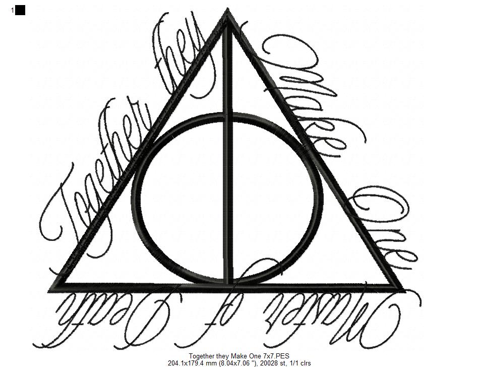 Together They Make One Deathly Hallows - Fill Stitch - Machine Embroidery Design