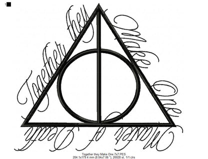 Together They Make One Deathly Hallows - Fill Stitch - Machine Embroidery Design