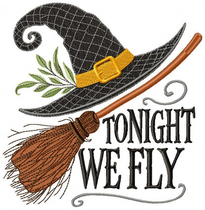 Halloween Witch Hat & Quote - Fill Stitch - Machine Embroidery Design
