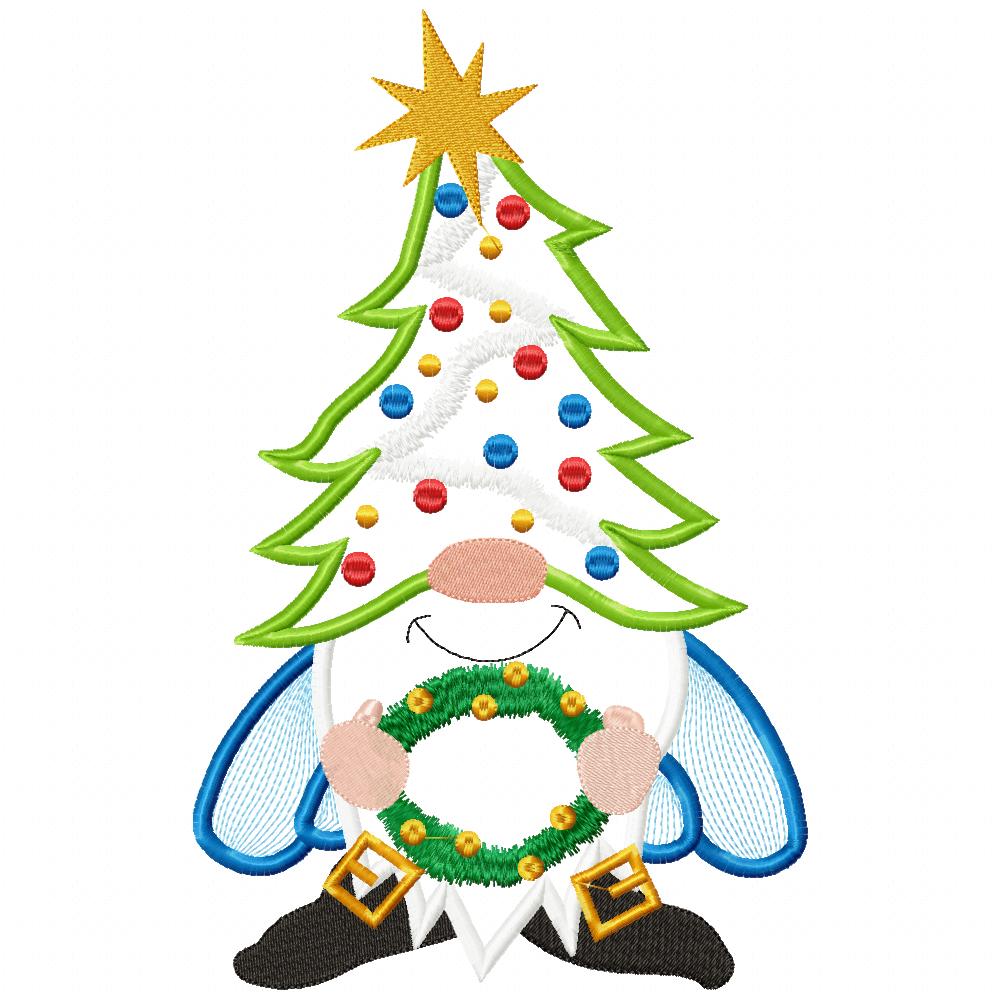 Christmas Tree Gnome  - Applique - Machine Embroidery Design