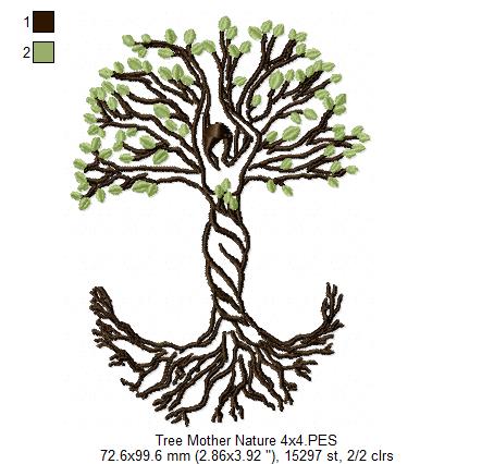 Mother Nature Tree - Fill Stitch - Machine Embroidery Design