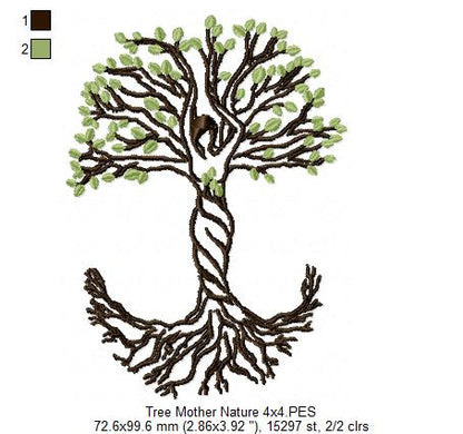 Mother Nature Tree - Fill Stitch - Machine Embroidery Design