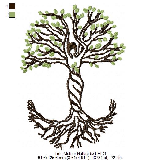 Mother Nature Tree - Fill Stitch - Machine Embroidery Design