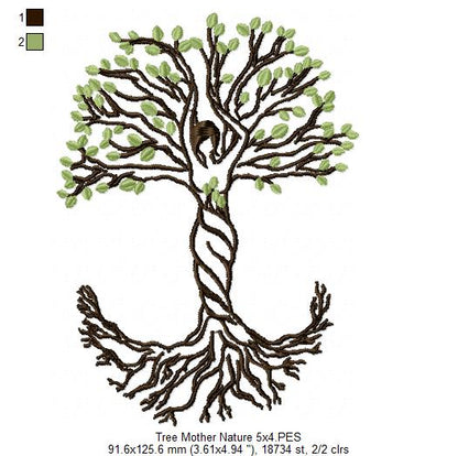 Mother Nature Tree - Fill Stitch - Machine Embroidery Design