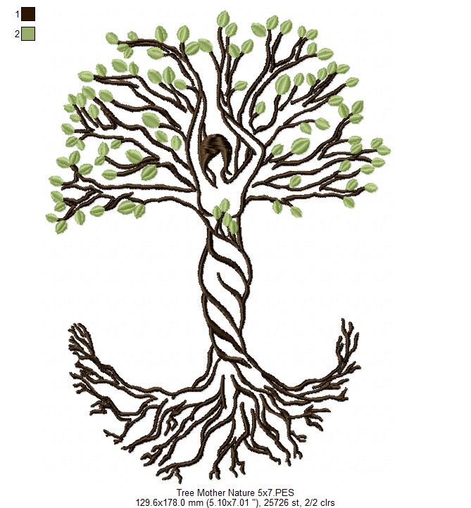 Mother Nature Tree - Fill Stitch - Machine Embroidery Design