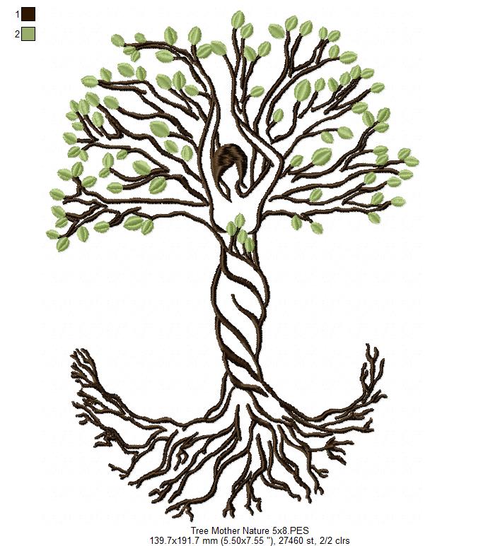 Mother Nature Tree - Fill Stitch - Machine Embroidery Design