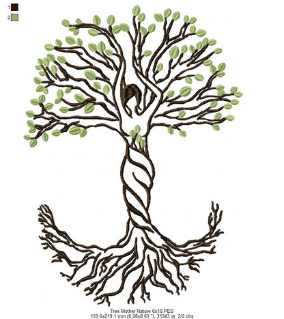 Mother Nature Tree - Fill Stitch - Machine Embroidery Design