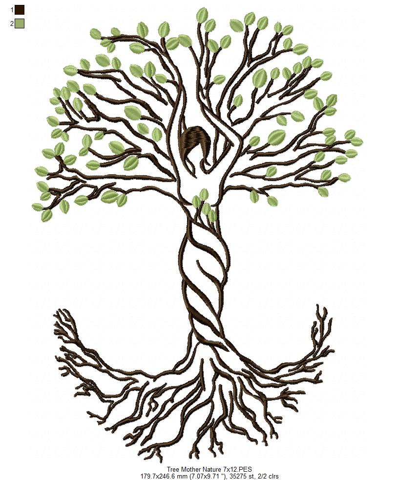 Mother Nature Tree - Fill Stitch - Machine Embroidery Design