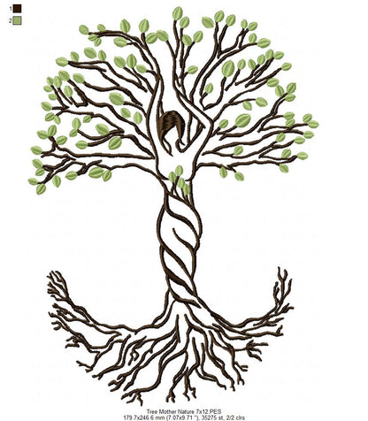 Mother Nature Tree - Fill Stitch - Machine Embroidery Design