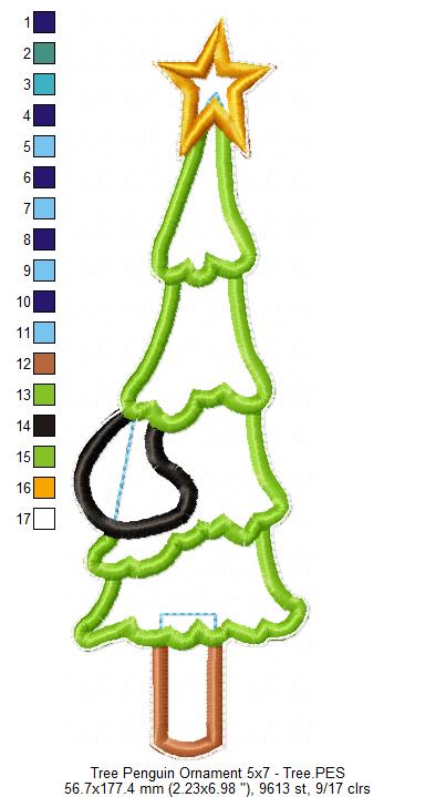 Christmas Penguins Vase Ornament - ITH Project - Machine Embroidery Design