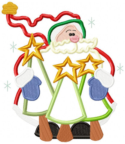 Santa Holding Christmas Tress - Applique - Machine Embroidery Design