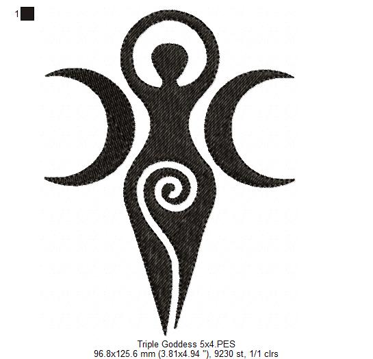 The Triple Goddess - Fill Stitch - Machine Embroidery Design