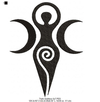 The Triple Goddess - Fill Stitch - Machine Embroidery Design
