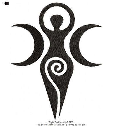 The Triple Goddess - Fill Stitch - Machine Embroidery Design