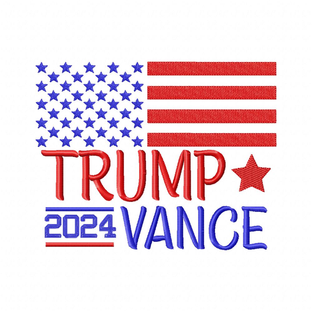 Trump Vance 2024 Flag - Fill Stitch - Machine Embroidery Design