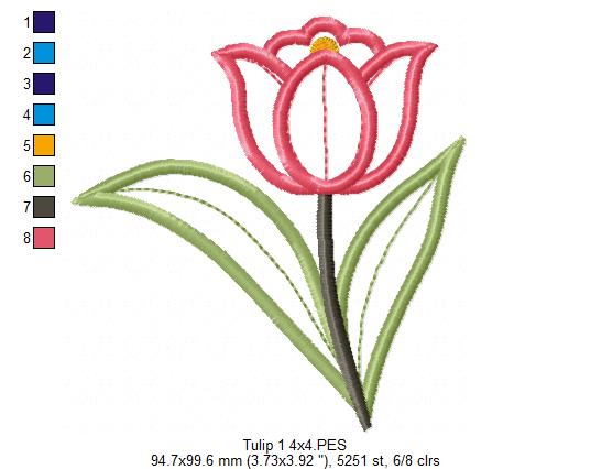 Sweet Tulip Garden Duo – Appliqué – Machine Embroidery Design