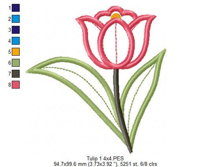 Sweet Tulip Garden Duo – Appliqué – Machine Embroidery Design