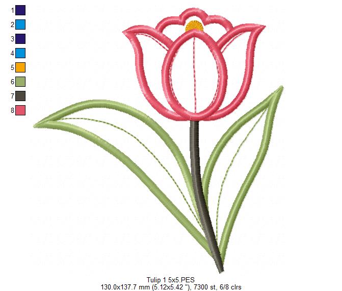 Sweet Tulip Garden Duo – Appliqué – Machine Embroidery Design