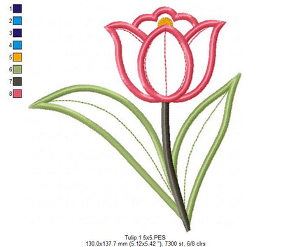 Sweet Tulip Garden Duo – Appliqué – Machine Embroidery Design