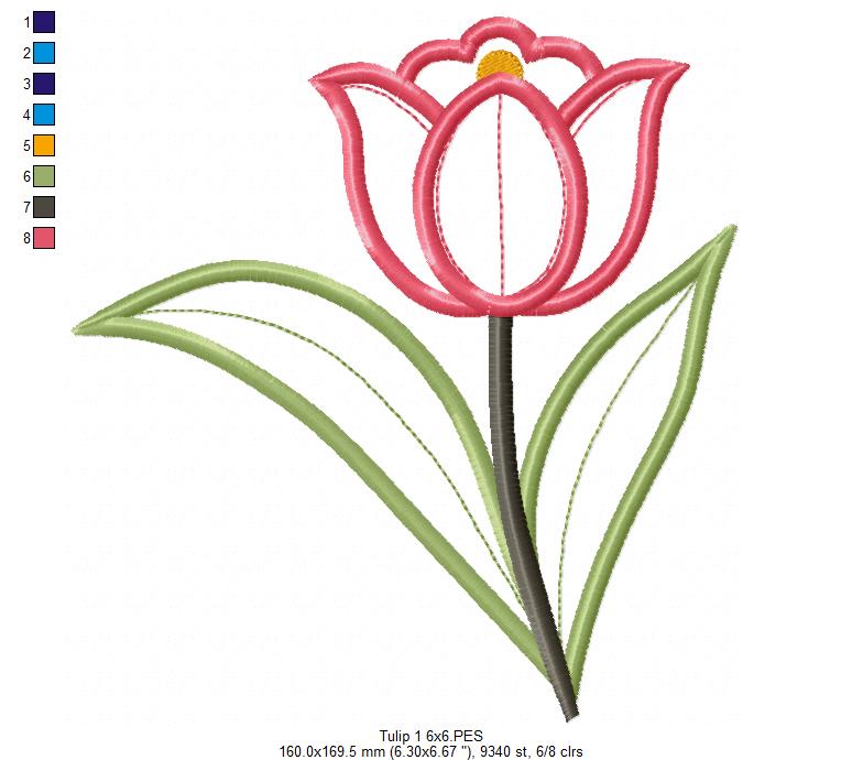 Sweet Tulip Garden Duo – Appliqué – Machine Embroidery Design