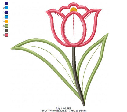 Sweet Tulip Garden Duo – Appliqué – Machine Embroidery Design