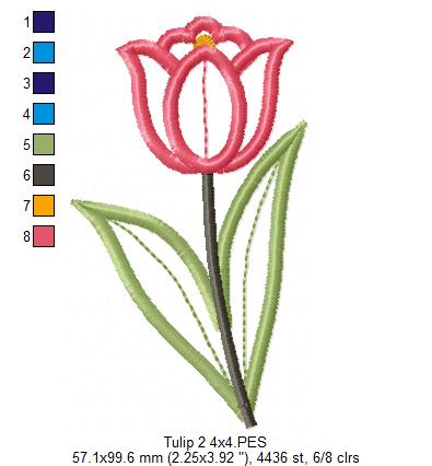 Sweet Tulip Garden Duo – Appliqué – Machine Embroidery Design