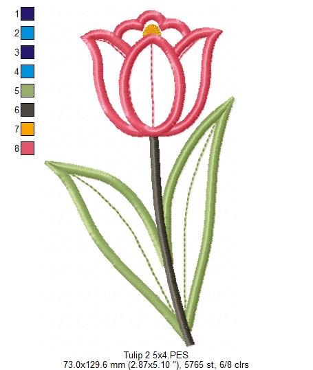 Sweet Tulip Garden Duo – Appliqué – Machine Embroidery Design