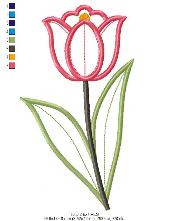 Sweet Tulip Garden Duo – Appliqué – Machine Embroidery Design