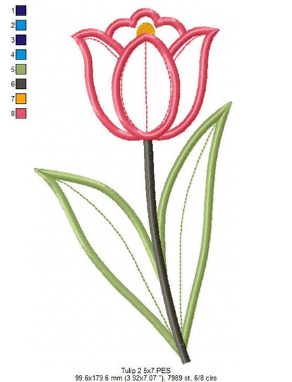 Sweet Tulip Garden Duo – Appliqué – Machine Embroidery Design