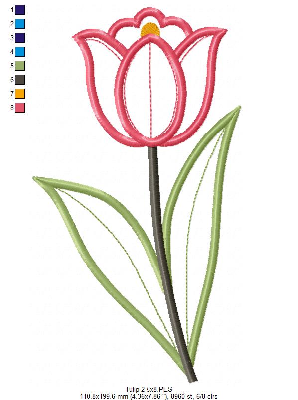 Sweet Tulip Garden Duo – Appliqué – Machine Embroidery Design