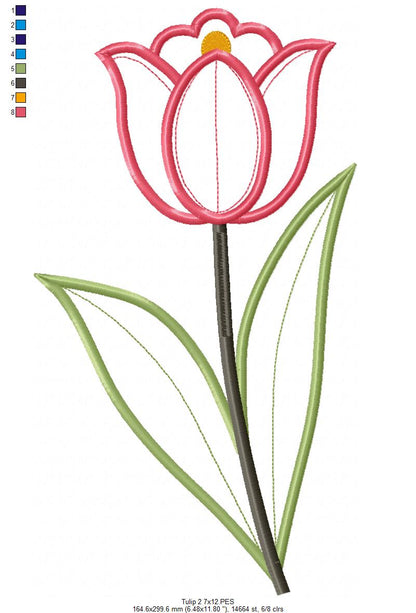 Sweet Tulip Garden Duo – Appliqué – Machine Embroidery Design