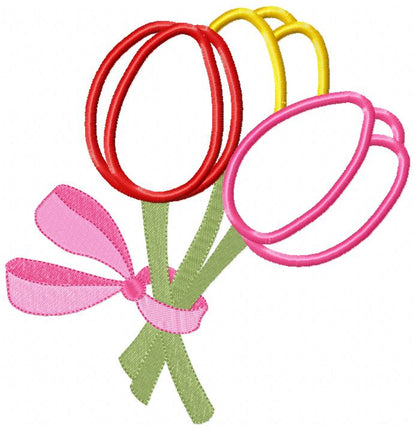 Sweet Tulip Bouquet – Appliqué – Machine Embroidery Design