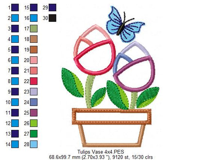 Spring Tulips Vase - Applique
