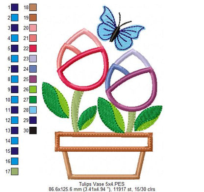 Spring Tulips Vase - Applique