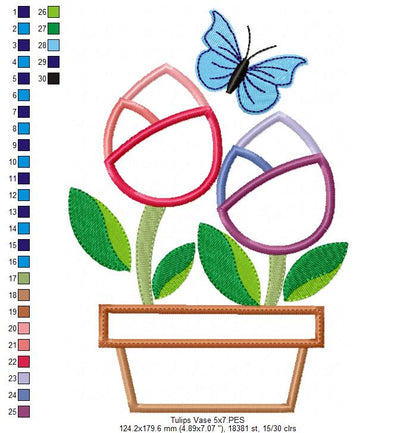 Spring Tulips Vase - Applique