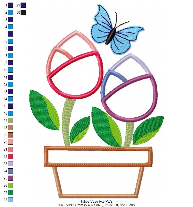 Spring Tulips Vase - Applique