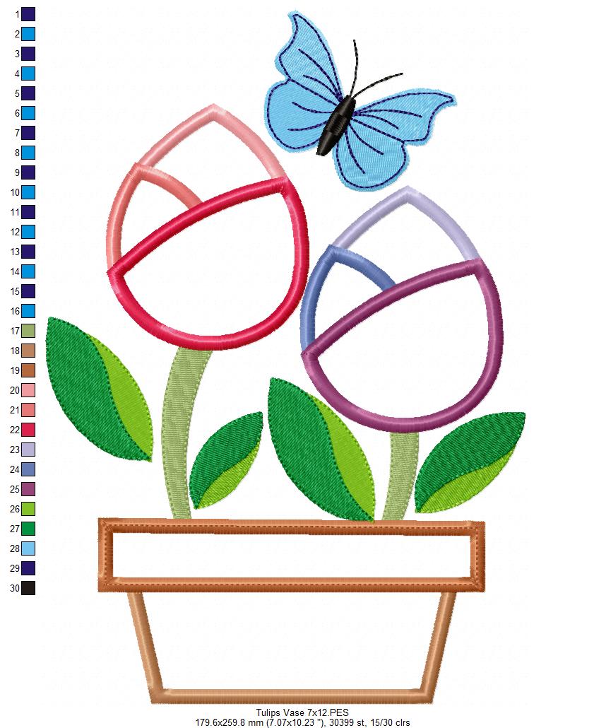 Spring Tulips Vase - Applique