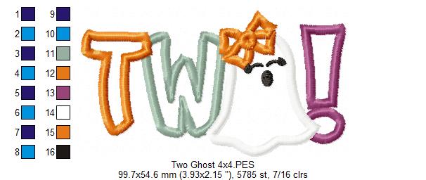 Little Ghost Two 2nd Birthday - Applique - Machine Embroidery Design