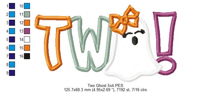 Little Ghost Two 2nd Birthday - Applique - Machine Embroidery Design