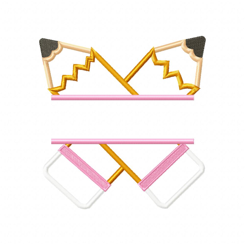 Two Split Pencils - Applique - Machine Embroidery Design