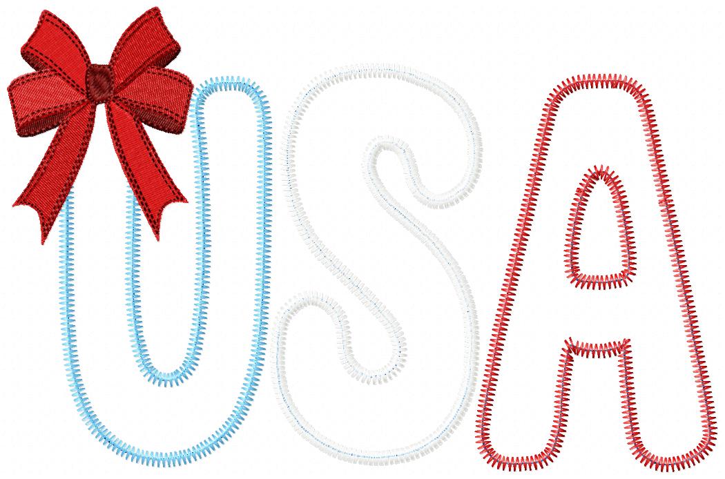 Patriotic Charm USA 🇺🇸 – Zig Zag Applique – Machine Embroidery Design