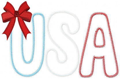 Patriotic Charm USA 🇺🇸 – Zig Zag Applique – Machine Embroidery Design