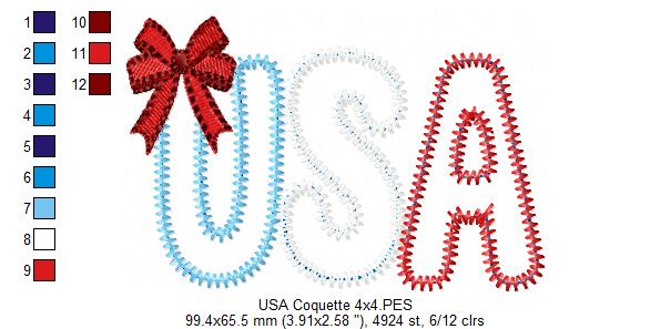 Patriotic Charm USA 🇺🇸 – Zig Zag Applique – Machine Embroidery Design