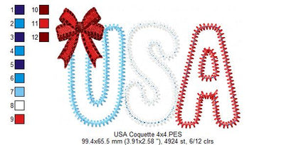 Patriotic Charm USA 🇺🇸 – Zig Zag Applique – Machine Embroidery Design