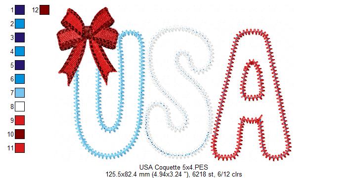 Patriotic Charm USA 🇺🇸 – Zig Zag Applique – Machine Embroidery Design