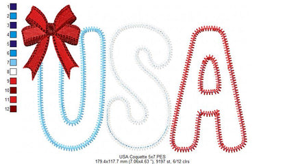 Patriotic Charm USA 🇺🇸 – Zig Zag Applique – Machine Embroidery Design