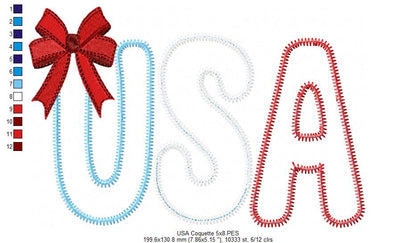 Patriotic Charm USA 🇺🇸 – Zig Zag Applique – Machine Embroidery Design