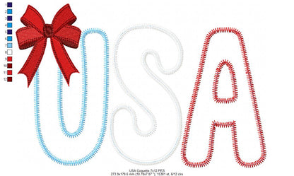 Patriotic Charm USA 🇺🇸 – Zig Zag Applique – Machine Embroidery Design