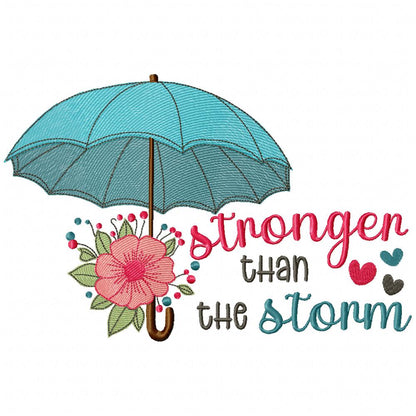 Blooming Umbrella & "Stronger Than the Storm" 🌸☔ - Sketch Stitch - Machine Embroidery Design